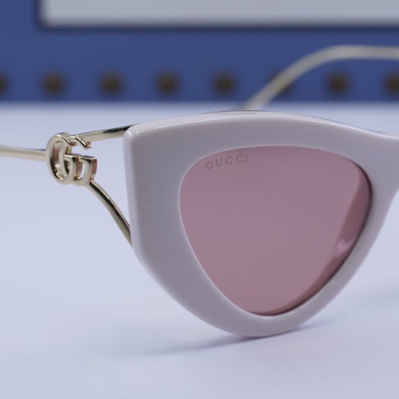 Gucci GG1565S 003 Cat Eye Sunglasses - Shiny Ivory Gold/Solid Red main image 9